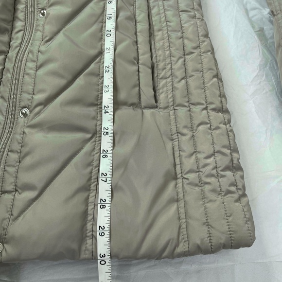 London Fog Diamond Quilt Puffer Jacket Size S Beige Taupe Detachable Hood - Picture 12 of 13